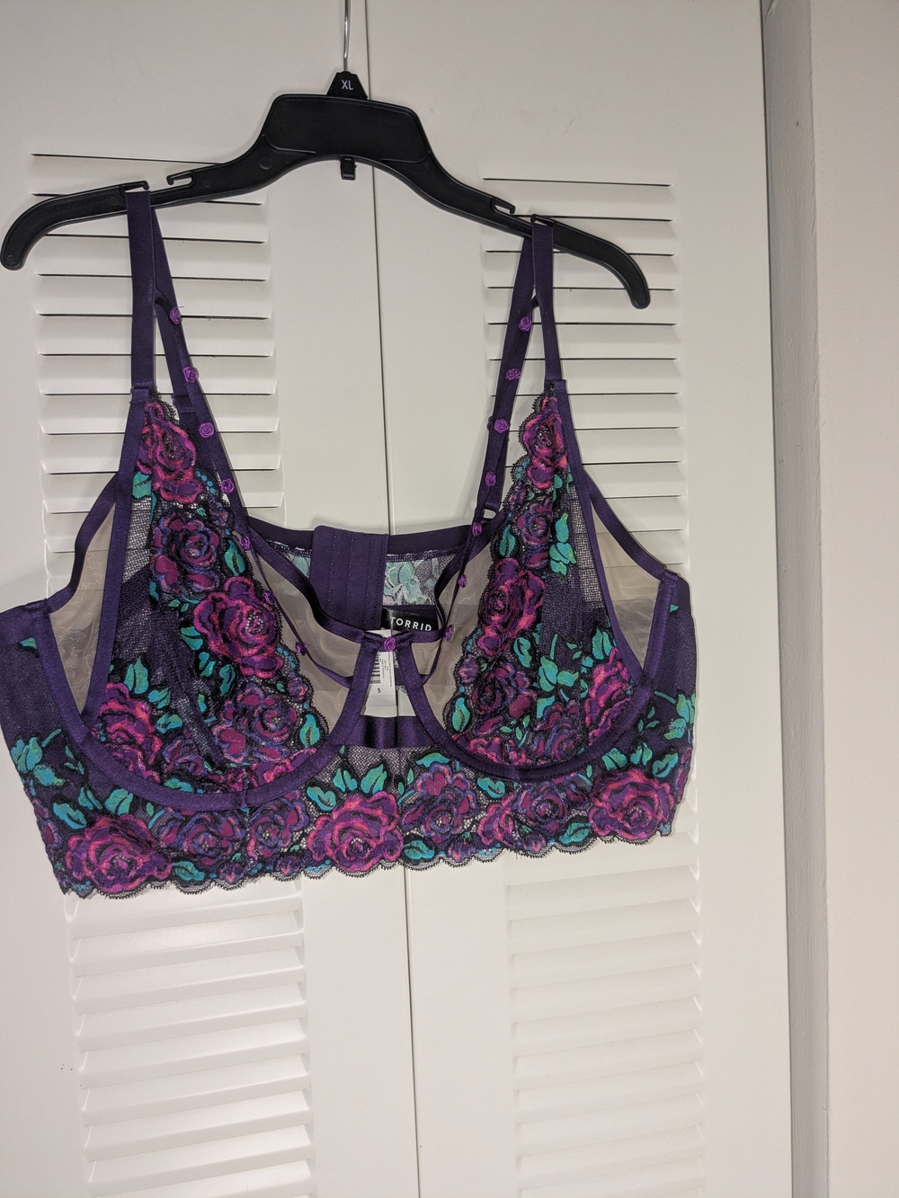 torrid Purple Floral Embroidered Lace Bra